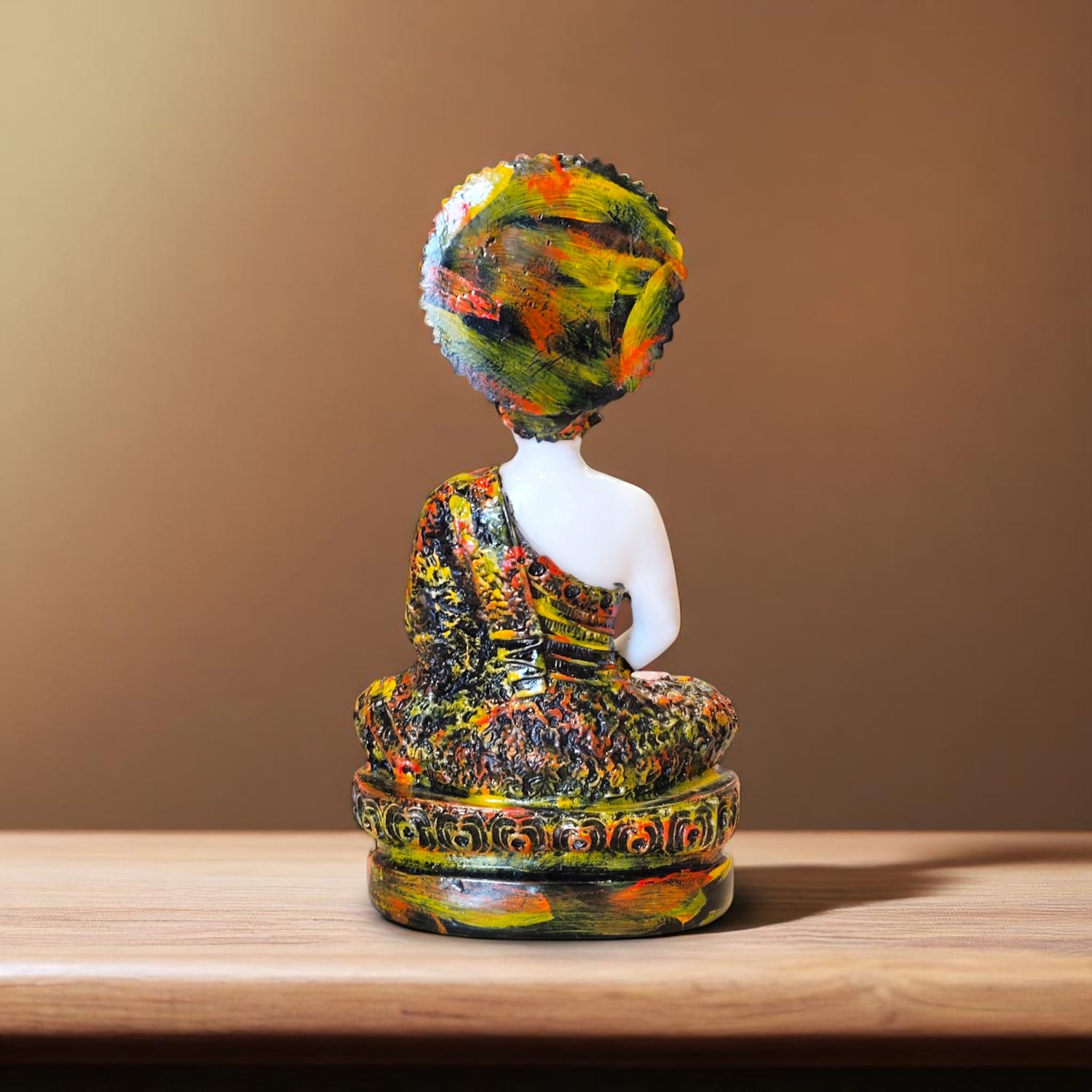 Orange Aura Buddha Showpiece for Home Temple and Spiritual Gifts