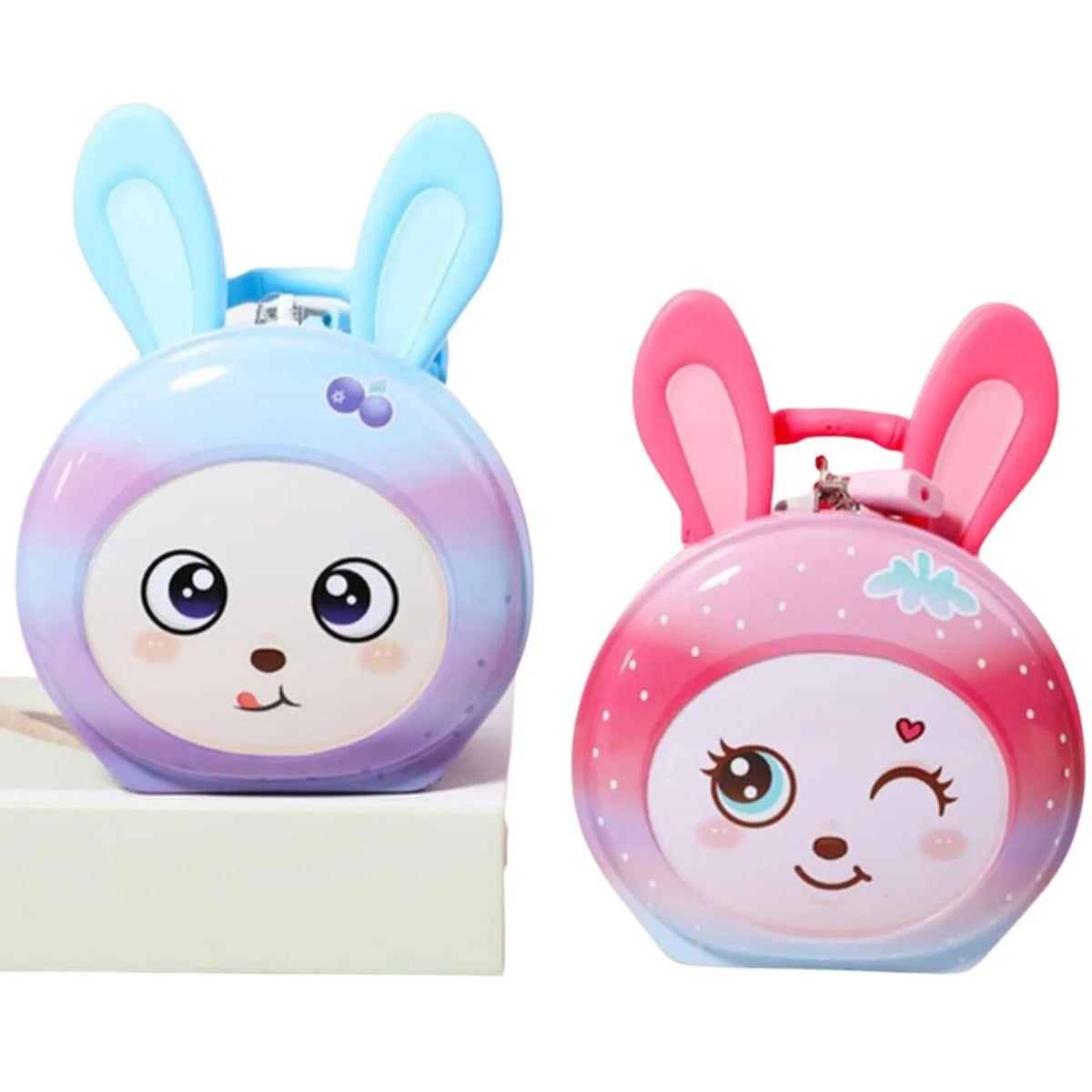 Cabilock Bunny Cartoon Piggy Bank Metal Lockable Coin Box-motumal