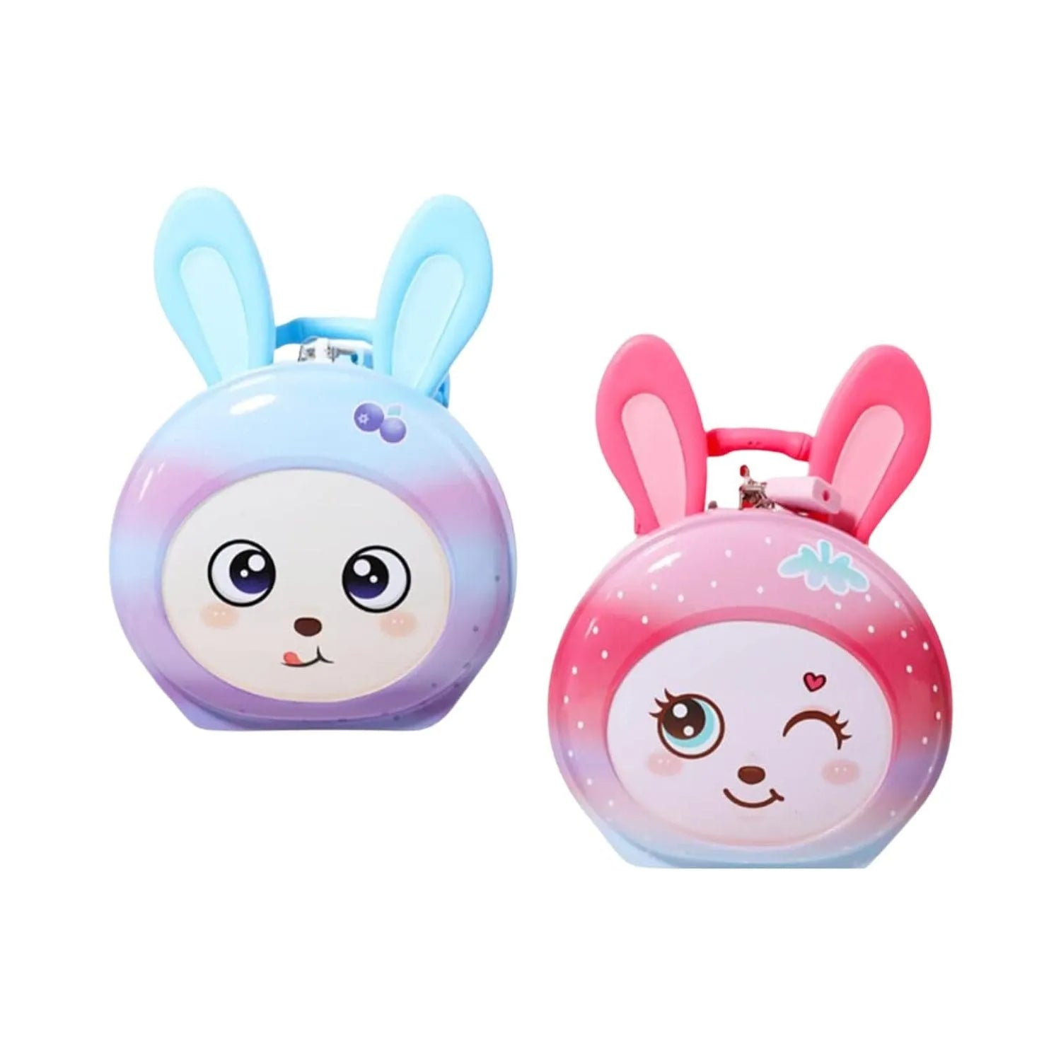 Cabilock Bunny Cartoon Piggy Bank Metal Lockable Coin Box-motumal