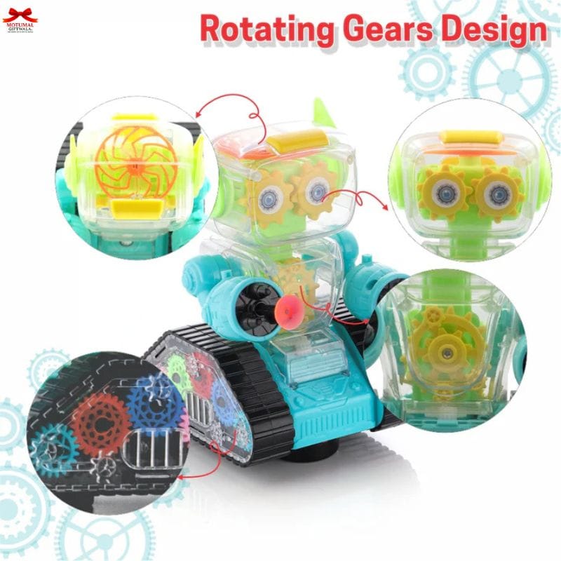 Chanak Gear Robot Car Kids Transparent Lights Music Toy-motumal
