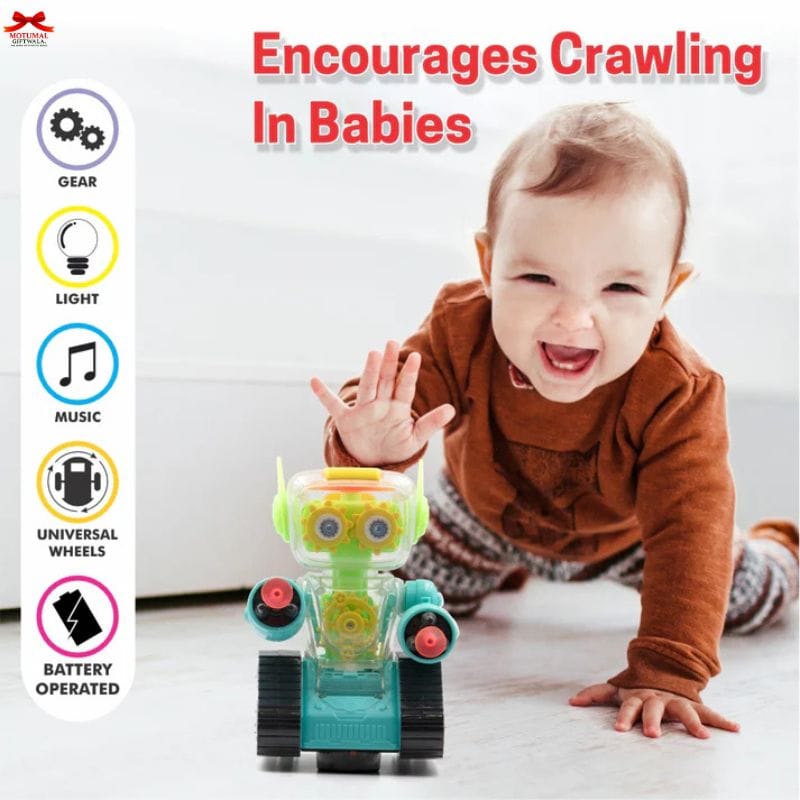 Chanak Gear Robot Car Kids Transparent Lights Music Toy-motumal