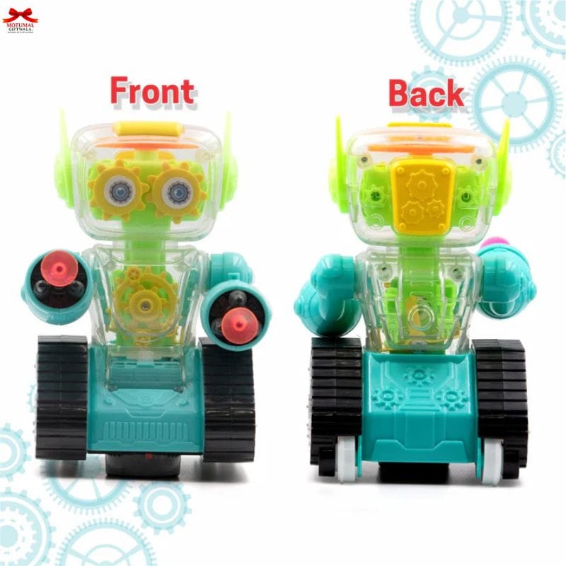 Chanak Gear Robot Car Kids Transparent Lights Music Toy-motumal
