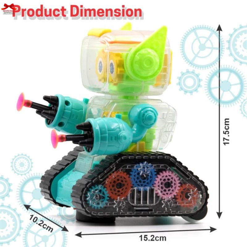Chanak Gear Robot Car Kids Transparent Lights Music Toy-motumal