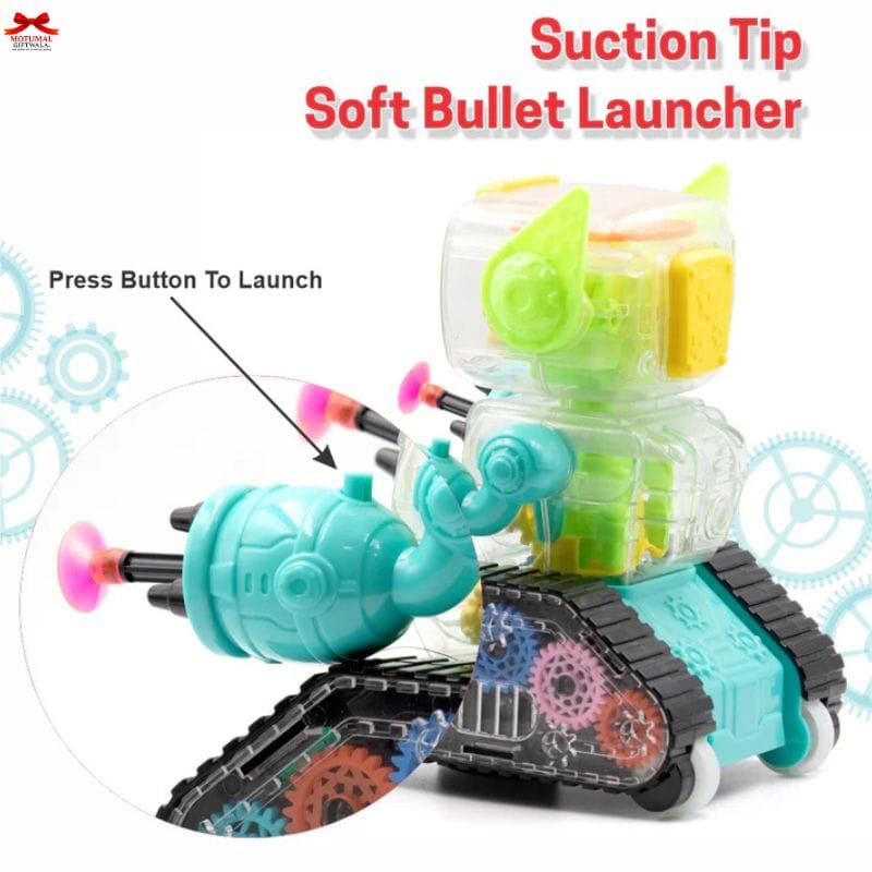 Chanak Gear Robot Car Kids Transparent Lights Music Toy-motumal