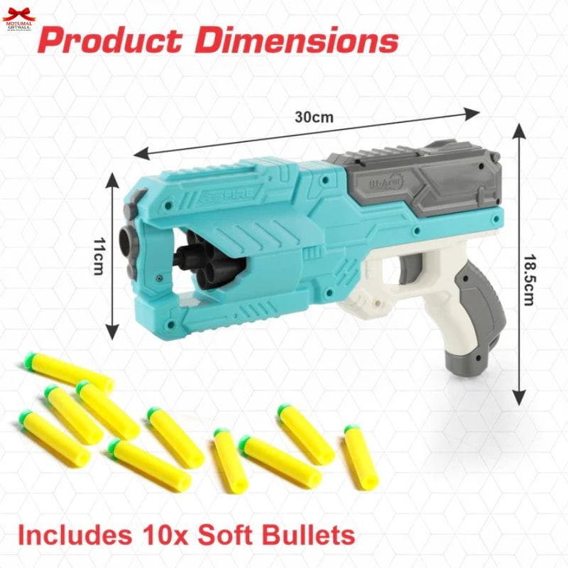 Chanak Six-Dart Rapid Fire Blaster Toy Gun Blue Kids Motumal-motumal