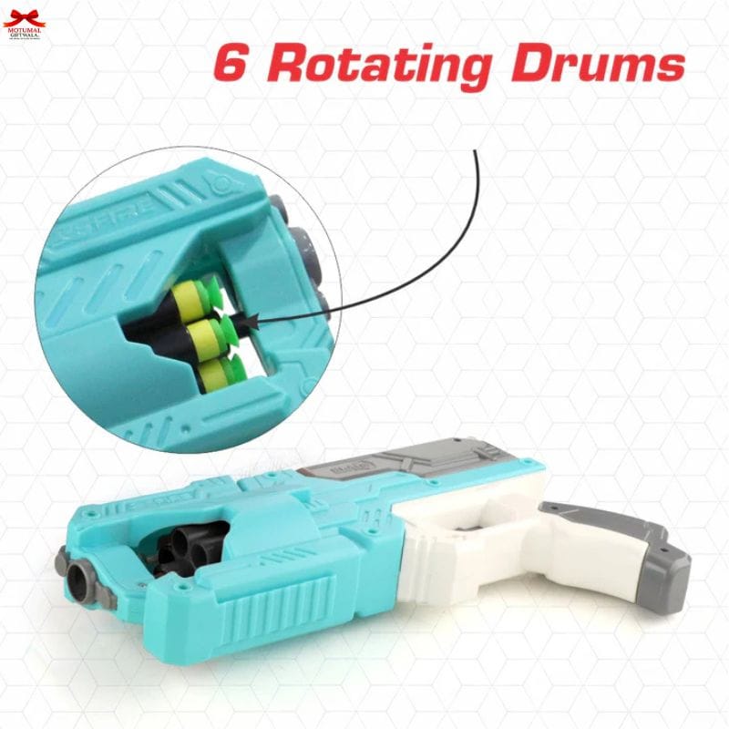 Chanak Six-Dart Rapid Fire Blaster Toy Gun Blue Kids Motumal-motumal