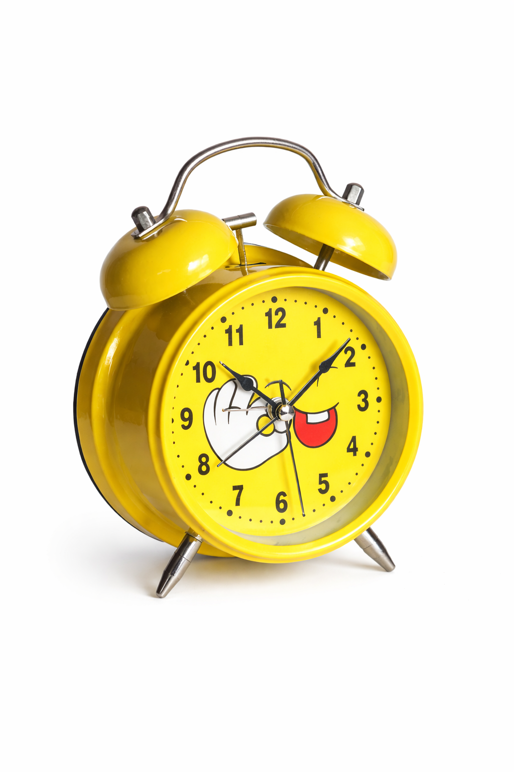 Cheerful Cartoon Face Alarm Clock Yellow Bright Motumal-motumal