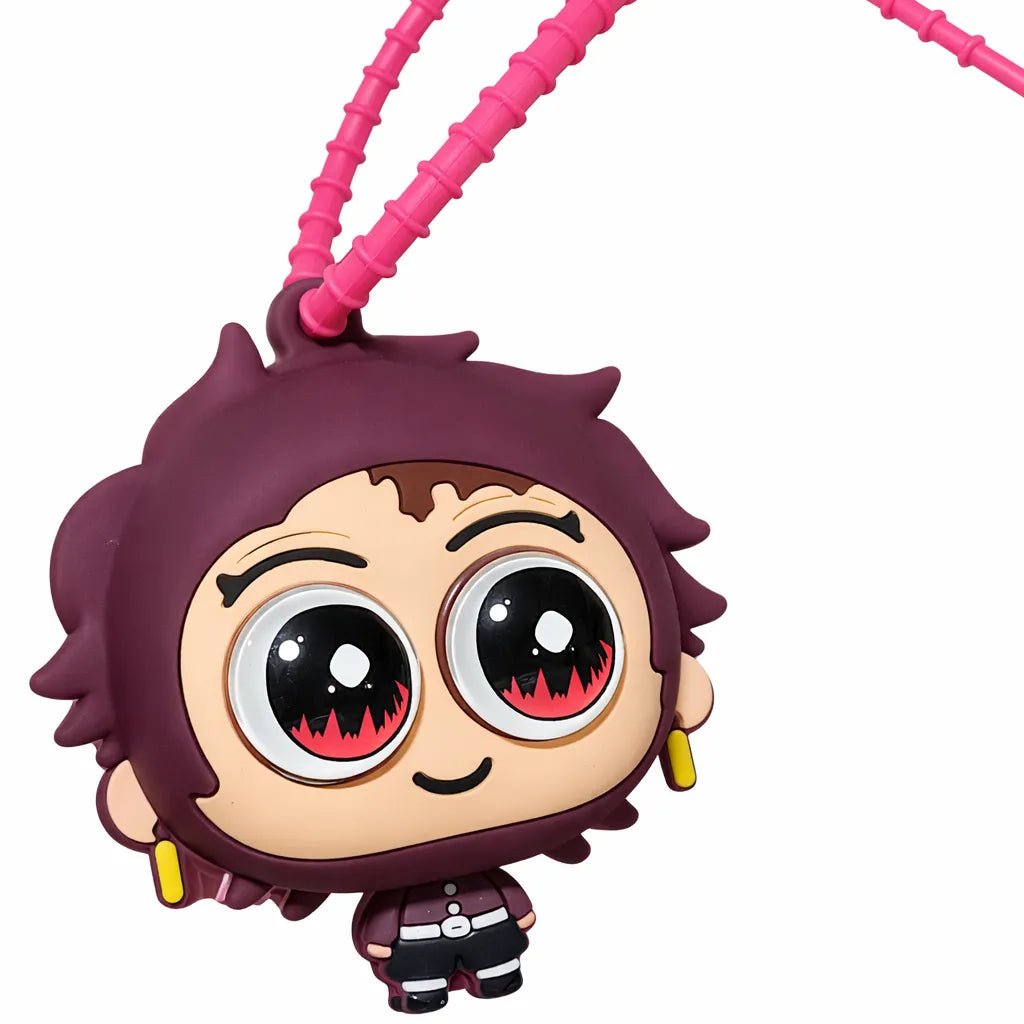 Chibi Character Keychain Bright Pink Beaded Strap Accessory Motumal-motumal
