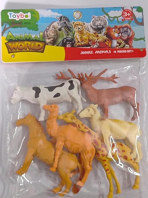 Colorful Jungle Domestic Animal Figures Six Toy Animals Motumal-motumal