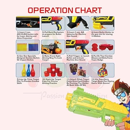 Combat Soft Bullet Blaster Gun Toy Light Sound Projection Motumal-motumal