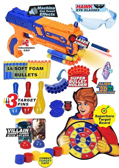 Combat Soft Bullet Blaster Gun Toy Light Sound Projection Motumal-motumal