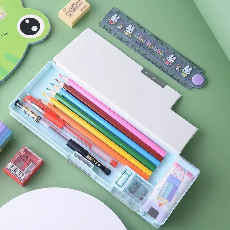 Creative Double-Layer Pencil Case Cartoon Plastic Storage Box Motumal-motumal