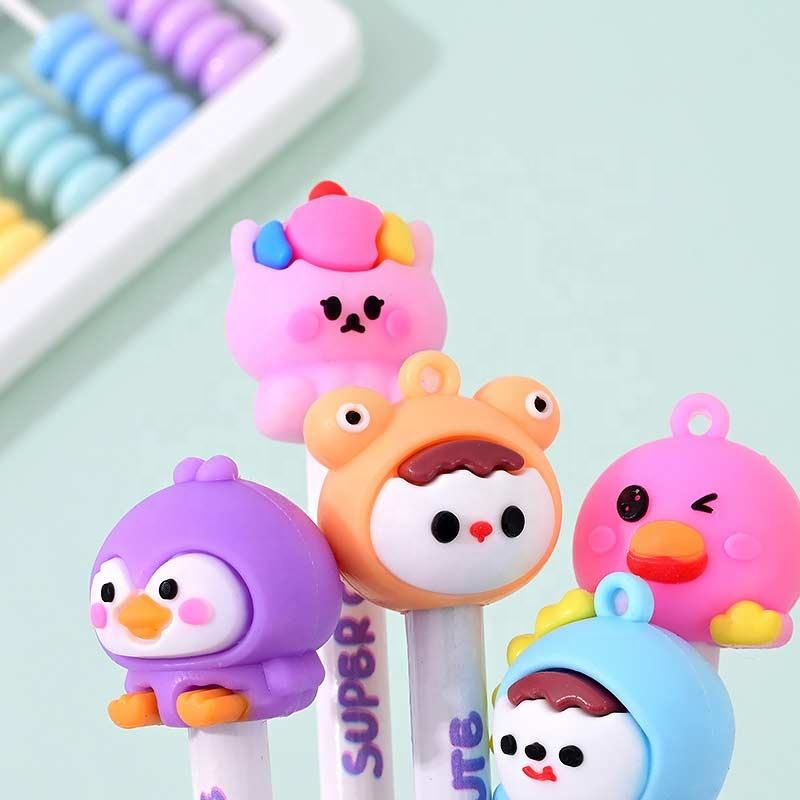 Cute Animal Tops HB Pencils Cartoon Erasers Kids Classroom Motumal-motumal