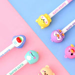 Cute Animal Tops HB Pencils Cartoon Erasers Kids Classroom Motumal-motumal