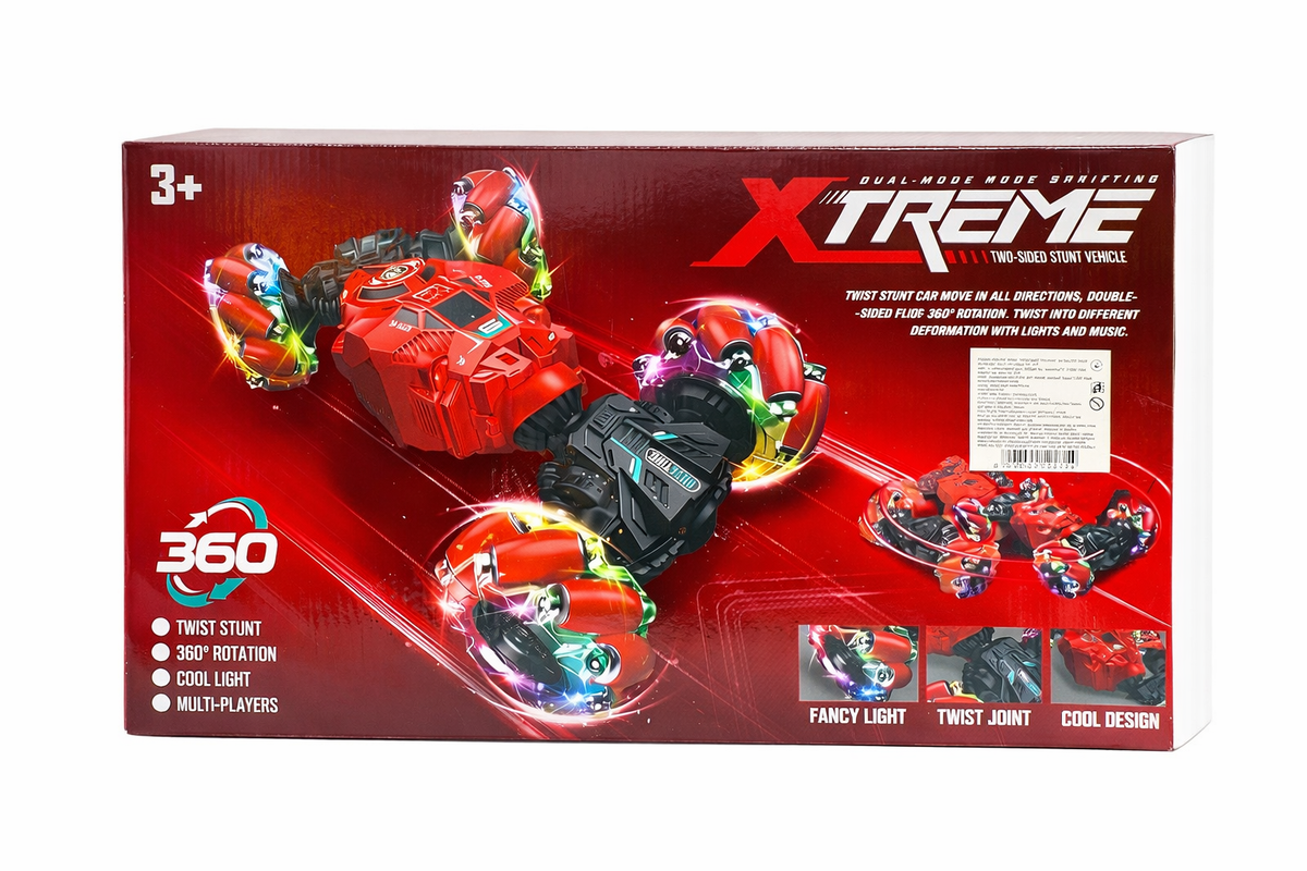 Box of a toy vehicle with colorful design and 'Xtreme' branding on a white background