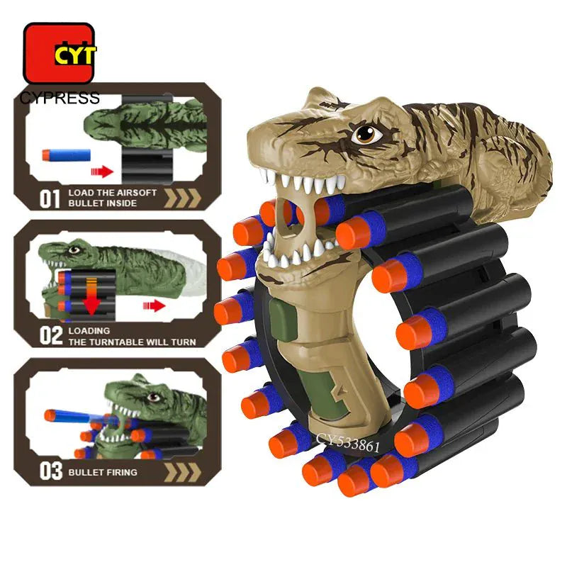 Dinosaur Foam Dart Gun Rotating Drum Safe Outdoor Toy Motumal-motumal