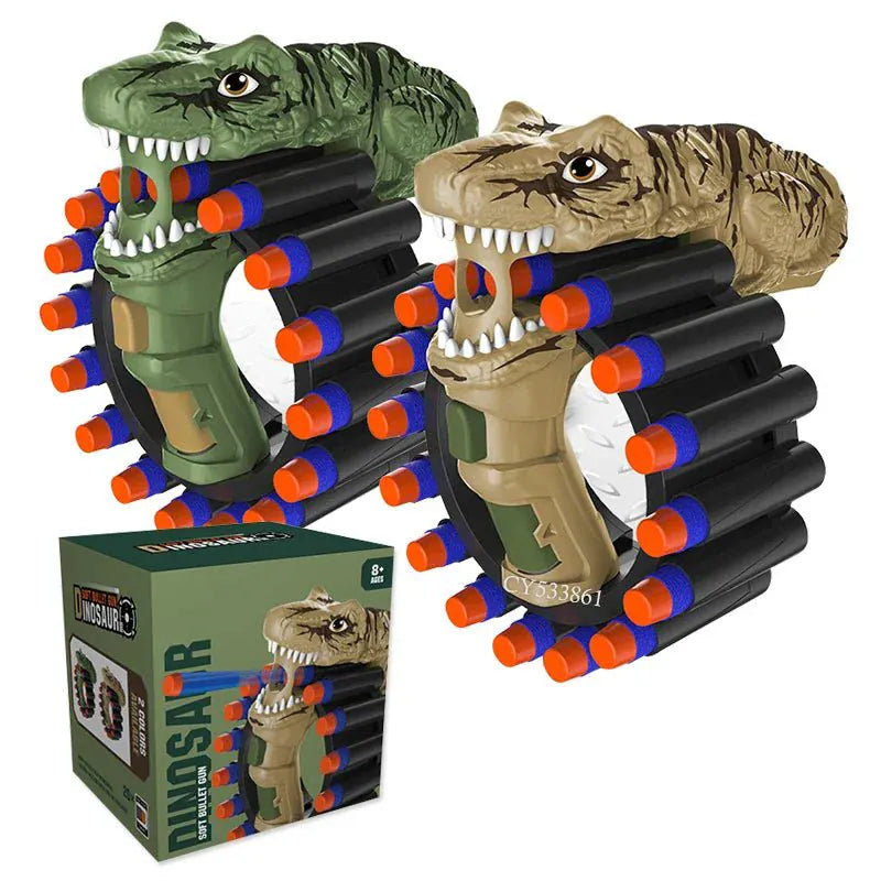 Dinosaur Foam Dart Gun Rotating Drum Safe Outdoor Toy Motumal-motumal