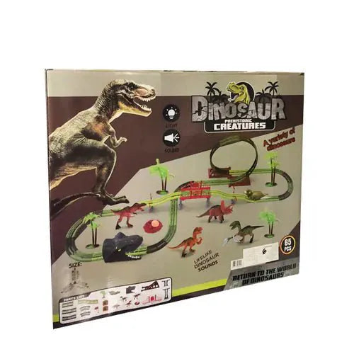 Dinosaur Track Racing Toy Educational Light Sound System Motumal-motumal