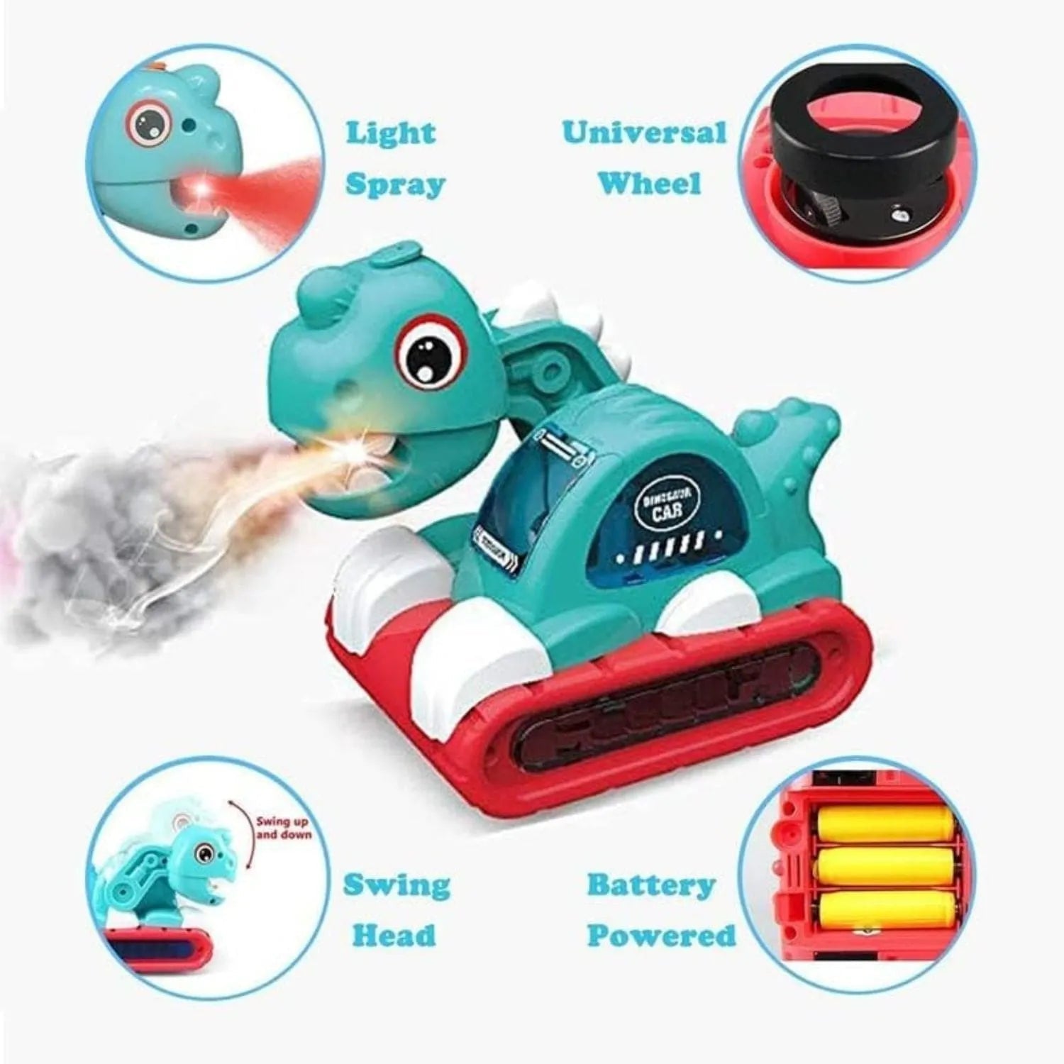 Dinosaur Vehicle Toy Car Smoke Music Lights Interactive Fun Motumal-motumal