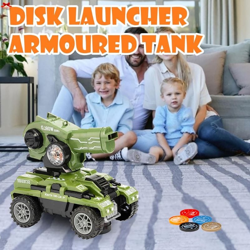 Disk Launcher Tank Toy Lights Sounds Action Battle Motumal-motumal