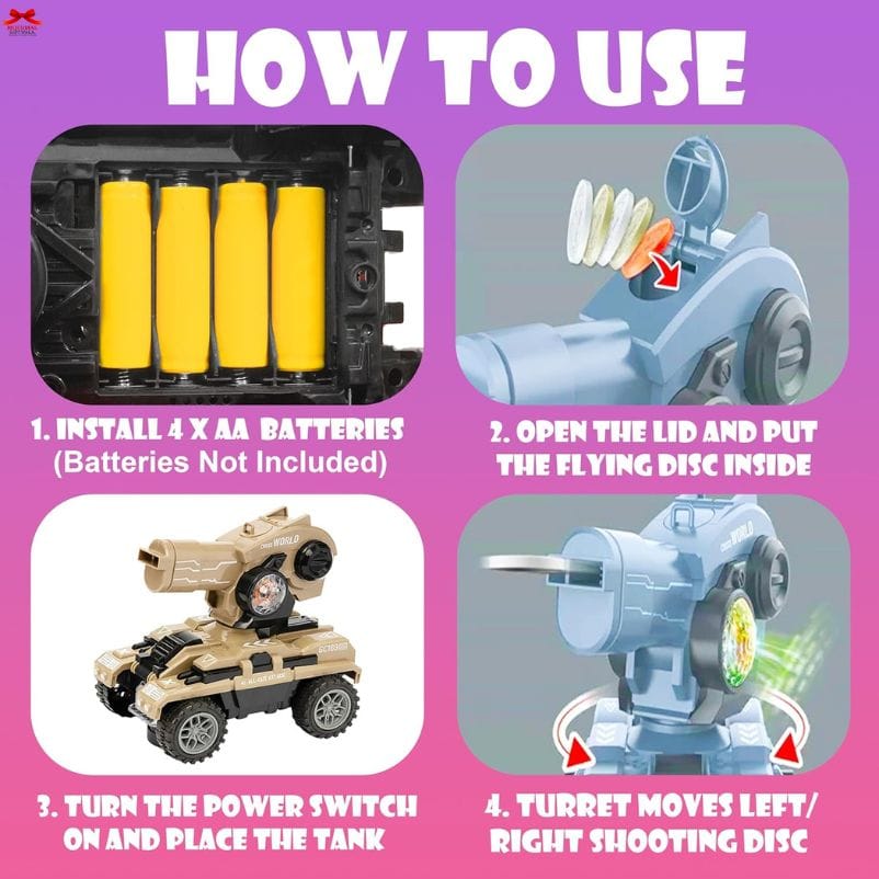 Disk Launcher Tank Toy Lights Sounds Action Battle Motumal-motumal