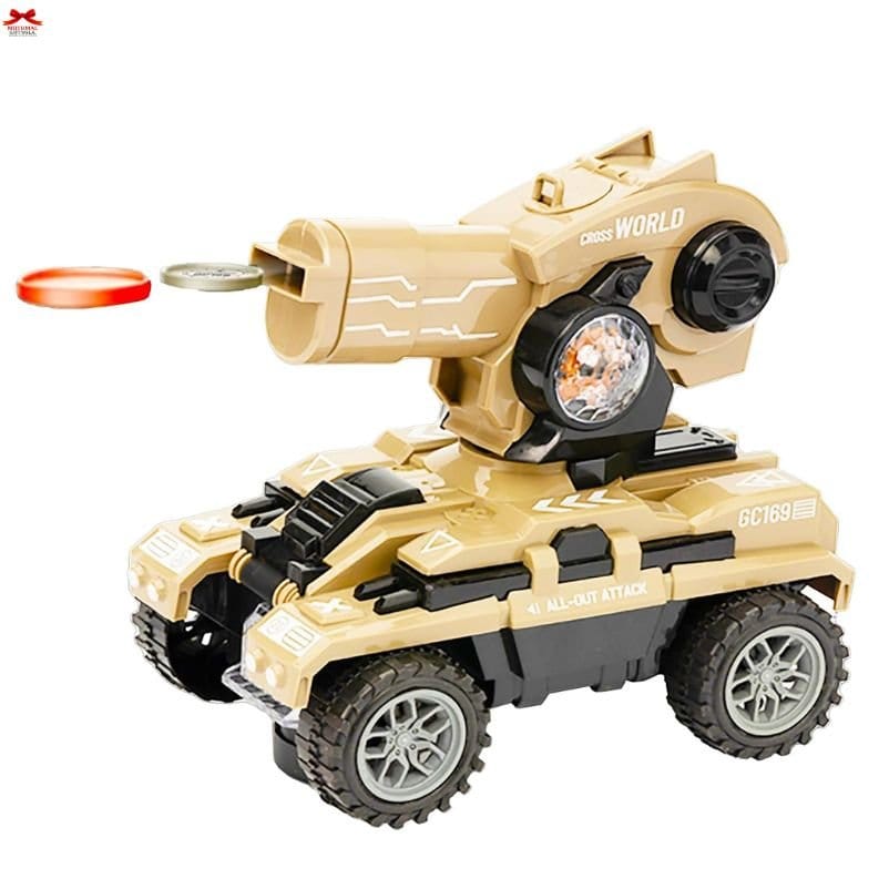 Disk Launcher Tank Toy Lights Sounds Action Battle Motumal-motumal
