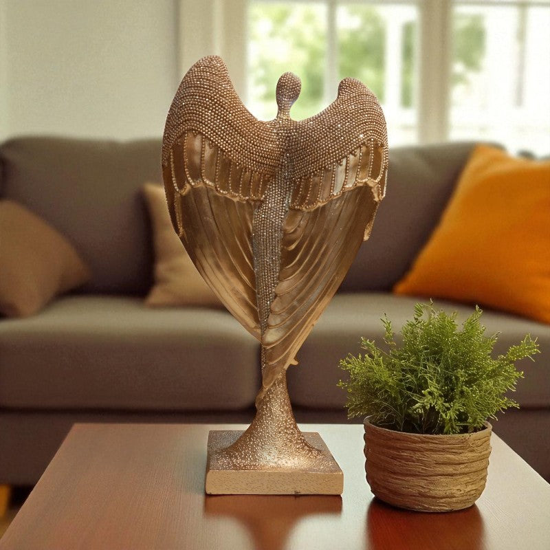 Decorative eagle sculpture on a table with a blurred background