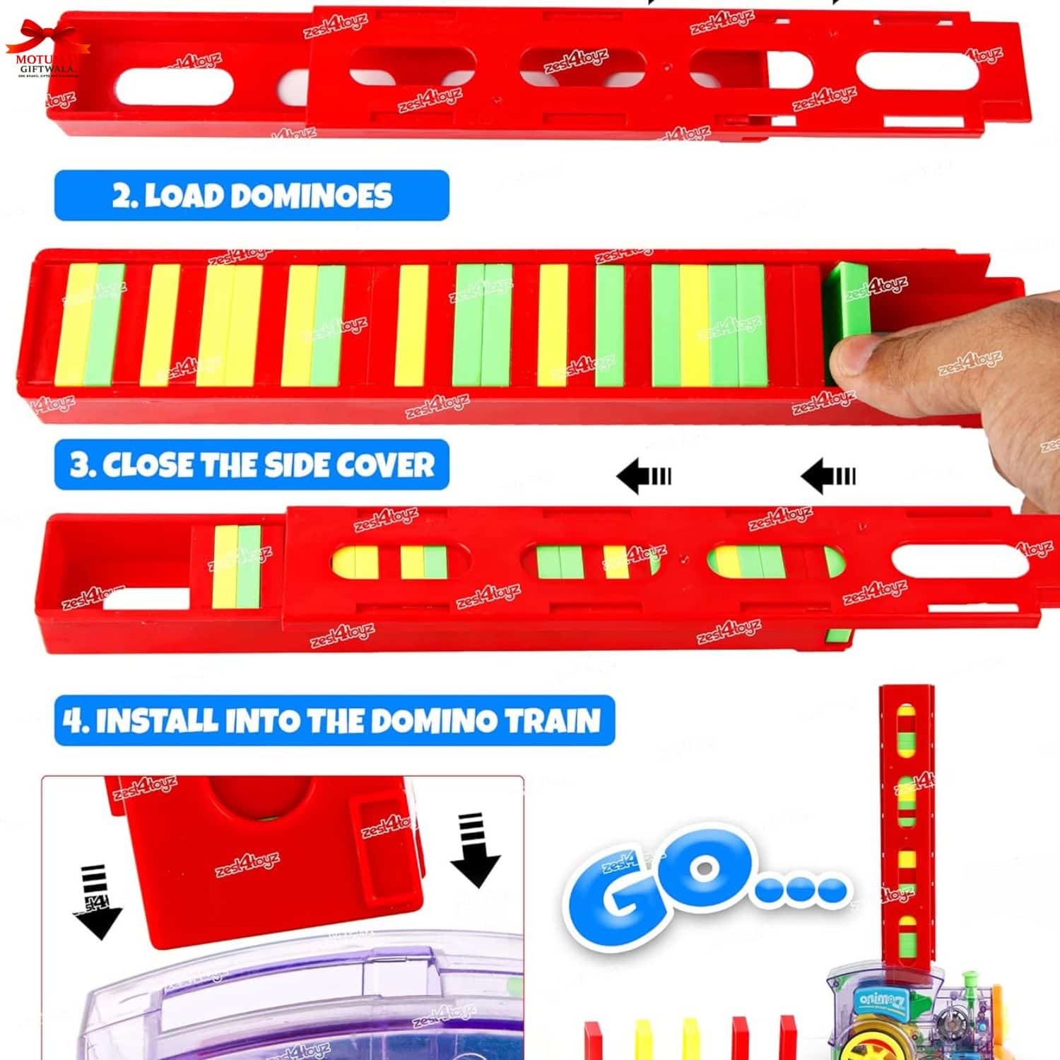 Domino Train Automatic Toy Musical LED Lights Motumal-motumal