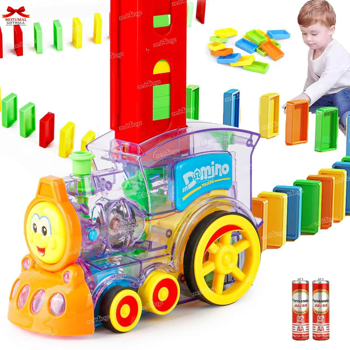 Domino Train Automatic Toy Musical LED Lights Motumal-motumal