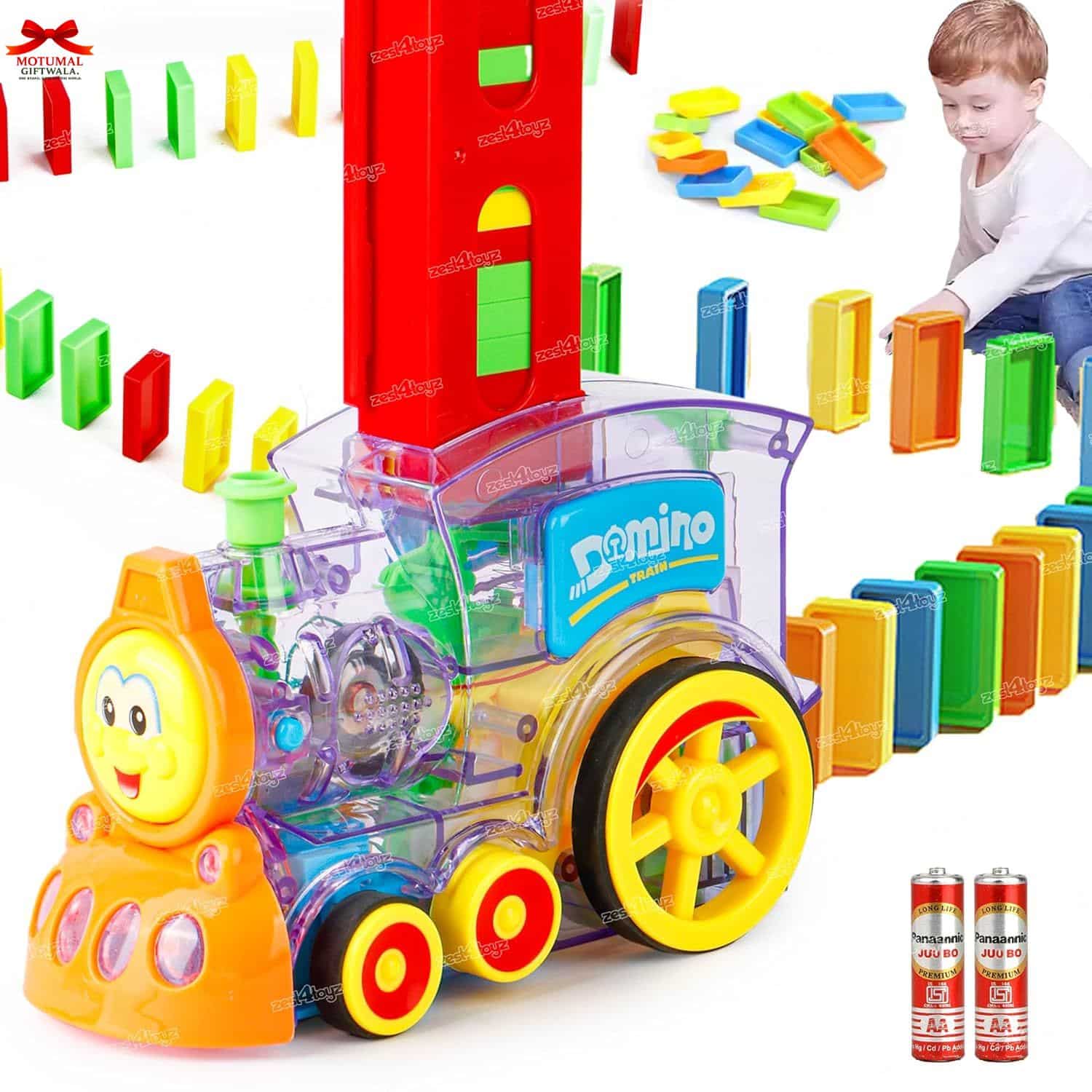 Domino Train Automatic Toy Musical LED Lights Motumal-motumal