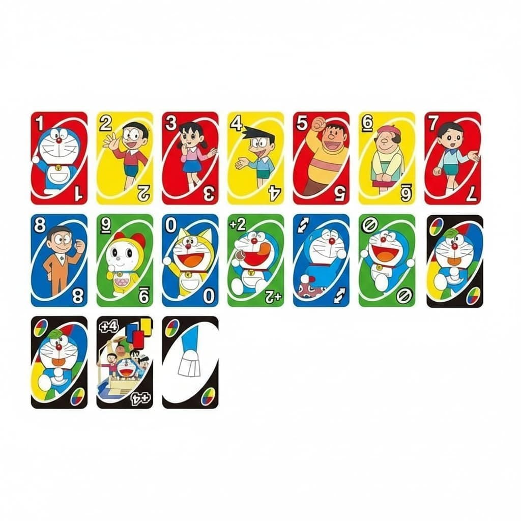 Doraemon Inspired Family Card Game Multicolor Deck Motumal-motumal