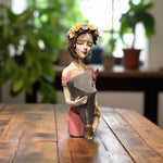  Side profile of lady showpiece in pink floral gown – Dreamy Grace Showpiece