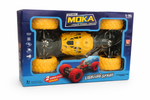 Toy vehicle in packaging with Moka branding on a white background
