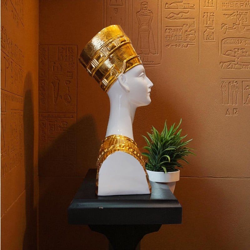 Egyptian Golden Queen Bust Showpiece Home Decor Statue Motumal-motumal