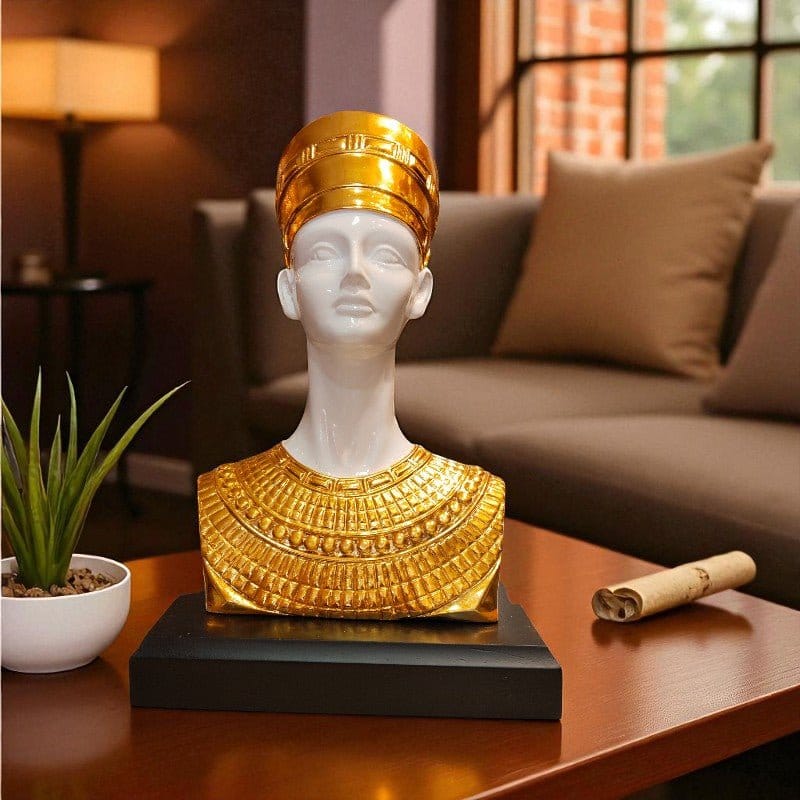 Egyptian Golden Queen Bust Showpiece Home Decor Statue Motumal-motumal