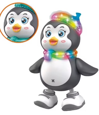 Electric Dancing Penguin Toy Colorful LED Lights Animated Motumal-motumal