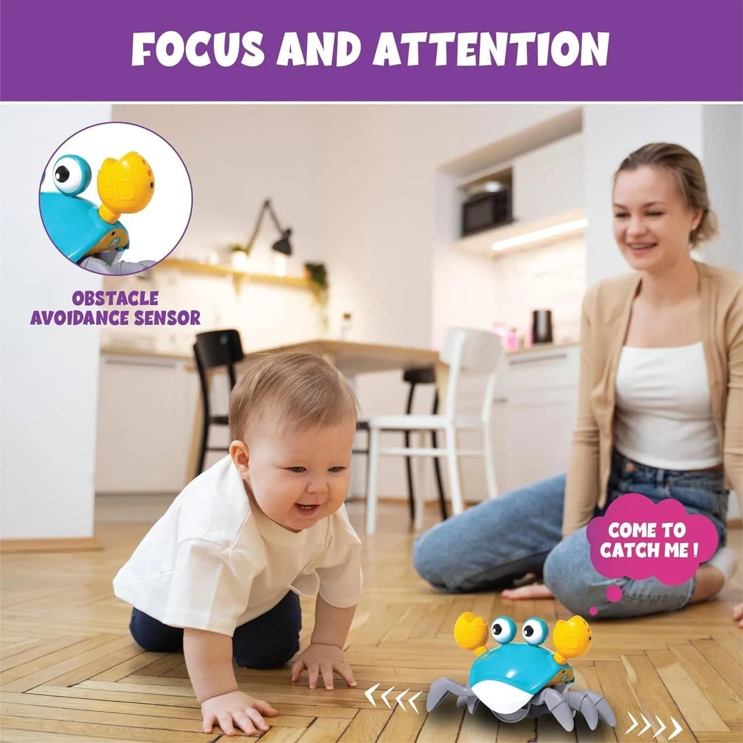 Electric Induction Cute Crab Toy Light Sound Crawling Motumal-motumal