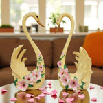 Elegant Hand Painted Swan Pair Floral Showpiece Home Decor Motumal-motumal