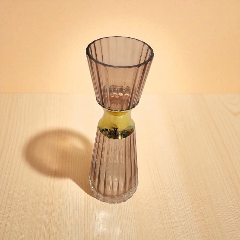 Elegant Hourglass Glass Vase Golden Touch Decor Centerpiece Motumal-motumal