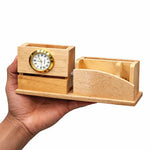 Elegant Wooden Desk Organizer Clock Storage Motumal-motumal