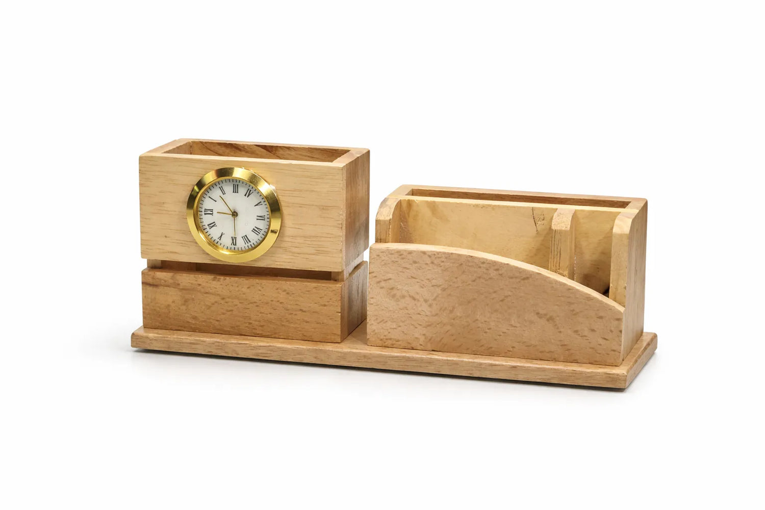 Elegant Wooden Desk Organizer Clock Storage Motumal-motumal
