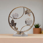 Elegantly Crafted Crystal Globe Leaf Circle Showpiece-motumal