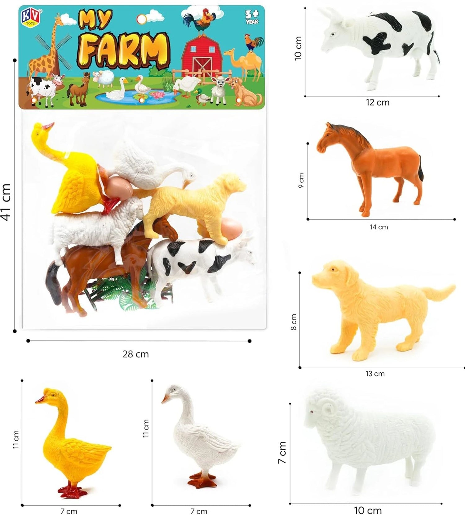 Farm Animal Toy Playset Plastic Figures Farmyard Animals Motumal-motumal