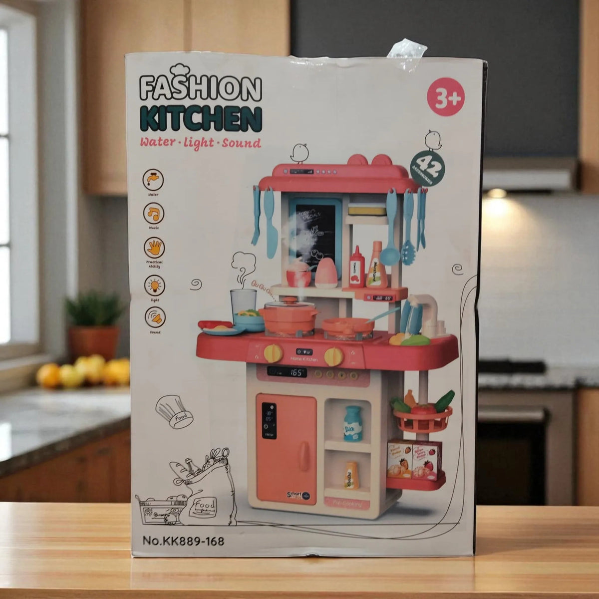 Fashion Kitchen Pretend Play Toy Water Lights Sounds 42 Accessories-motumal
