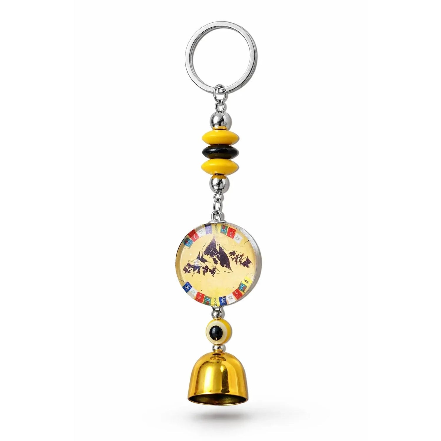 Floating Pink Charm Keychain Glitter Bead Accent Bell Motumal-motumal