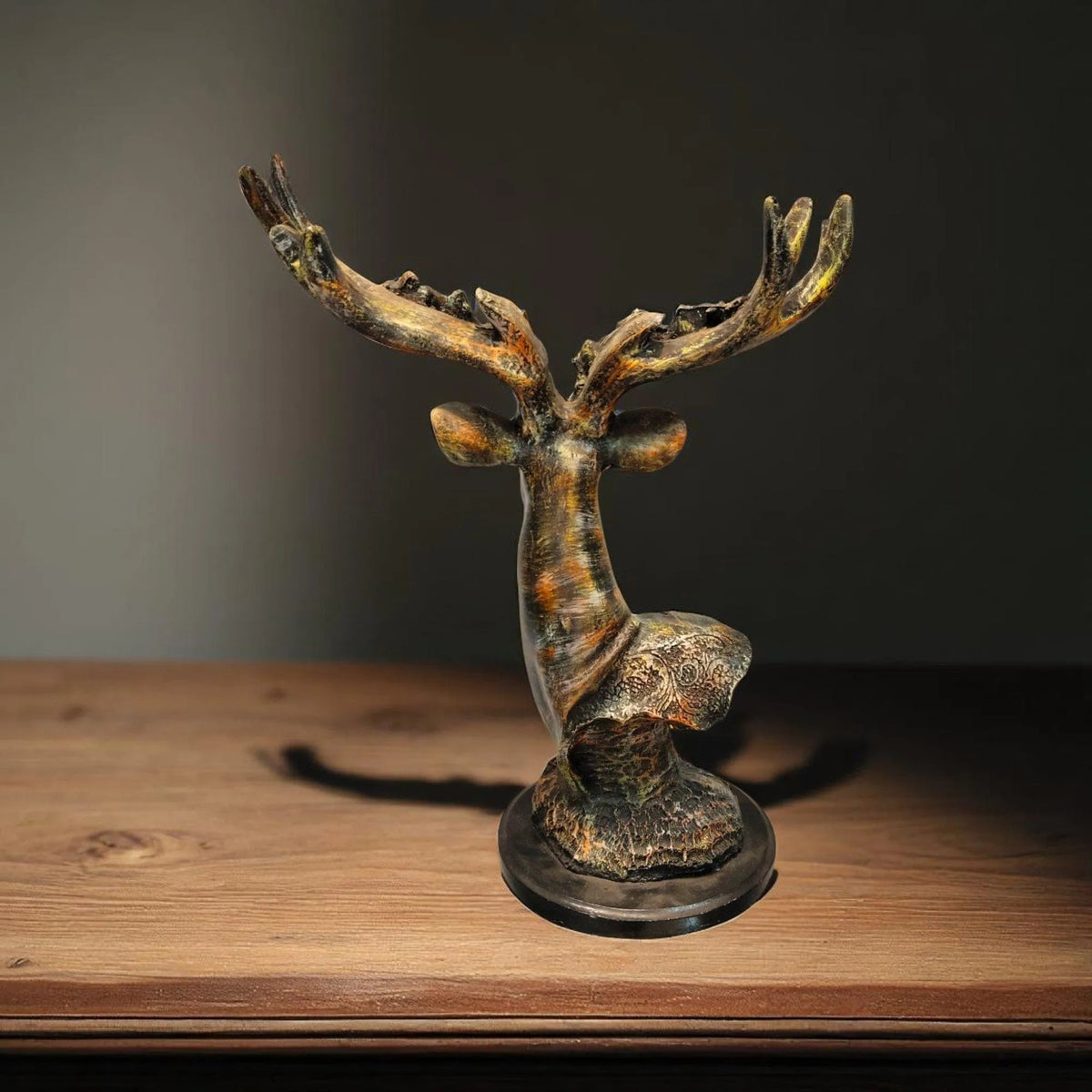 Forest Grace Antique Deer Head Showpiece Polyresin Decor Motumal-motumal