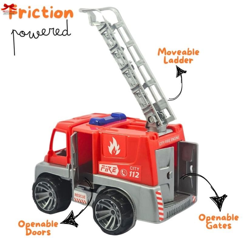 Friction Powered City Fire Truck Toy Movable Ladder Doors Motumal-motumal
