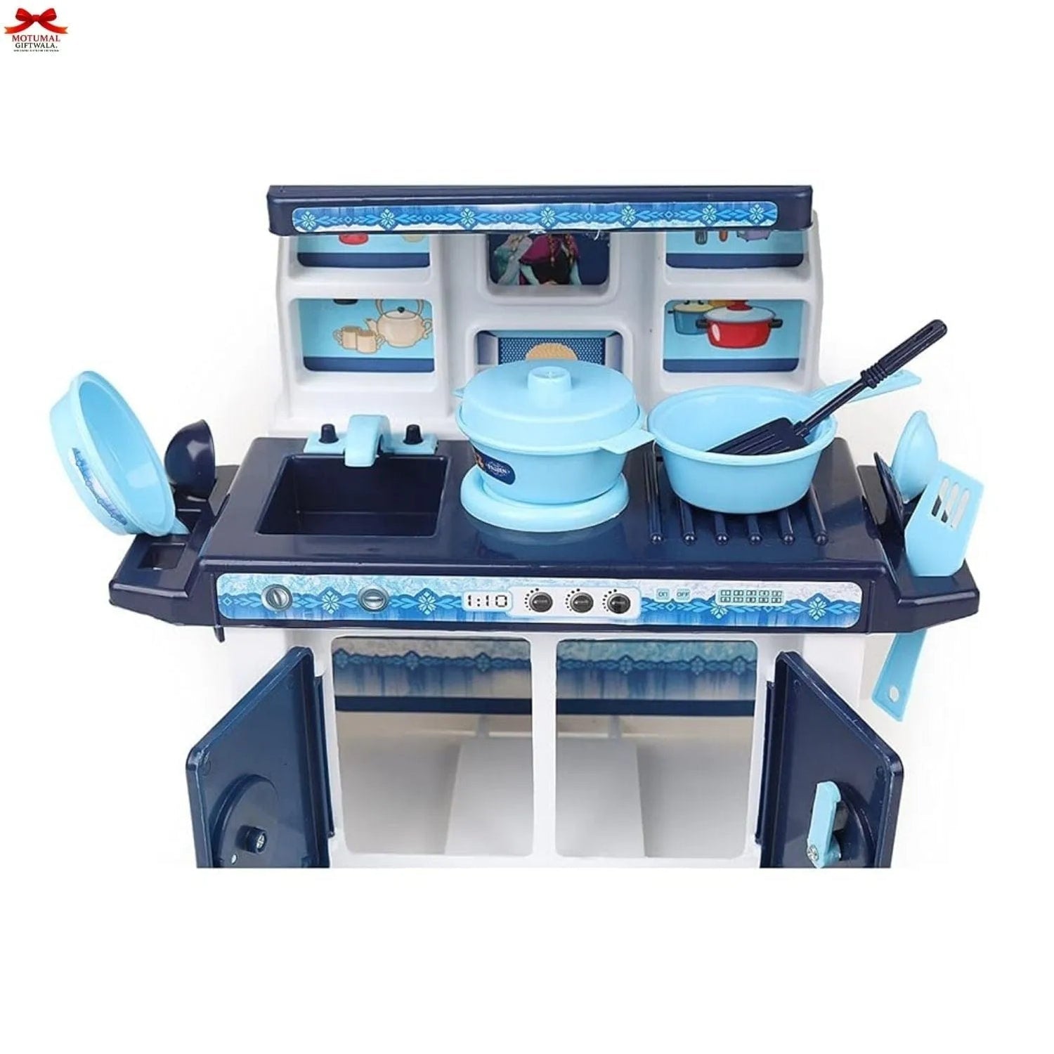 Frozen Theme Blue Kitchen Kit Kids Pretend Play Toy Motumal-motumal