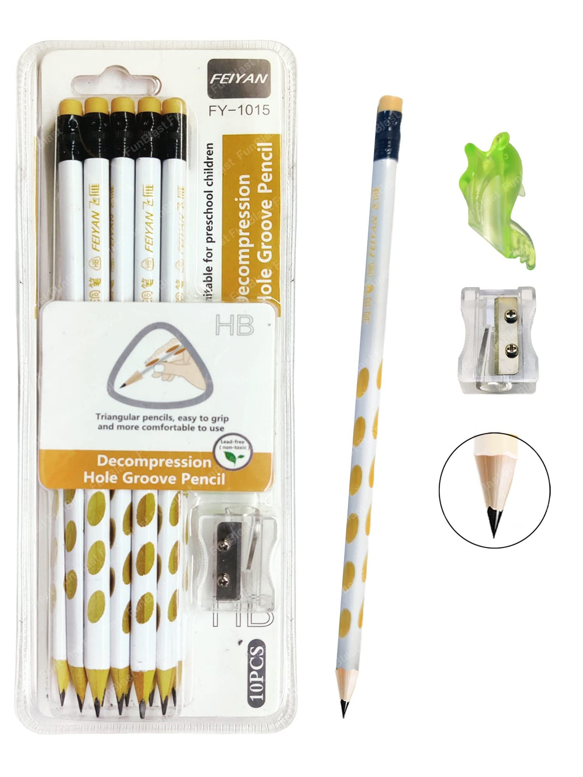 FunBlast Groove Pencils HB Triangular Sharpener Cap Motumal-motumal