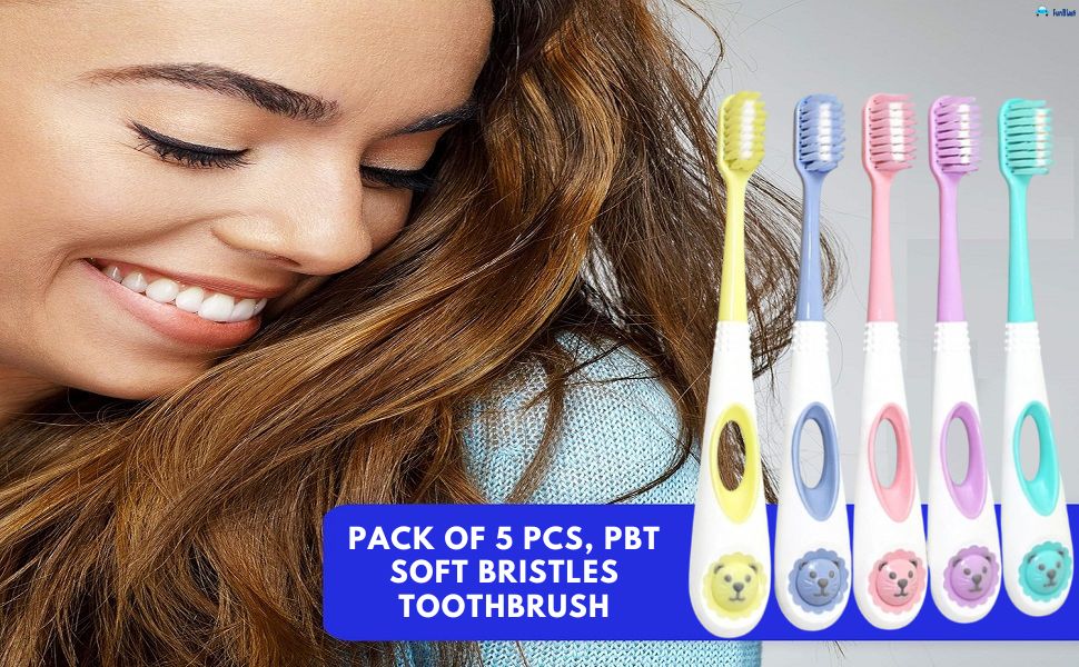FunBlast Kids Toothbrushes Soft Bristles Colorful Ergonomic Design-motumal